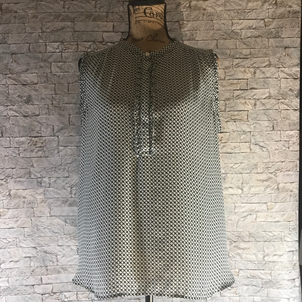 WORTHINGTON | Blouse | Blue and White | XL Petite